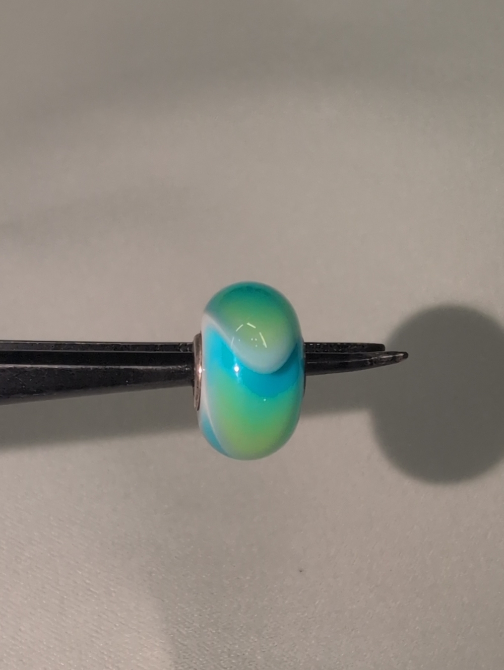Trollbead Turquoise & Green Glass Charm Bead Silver